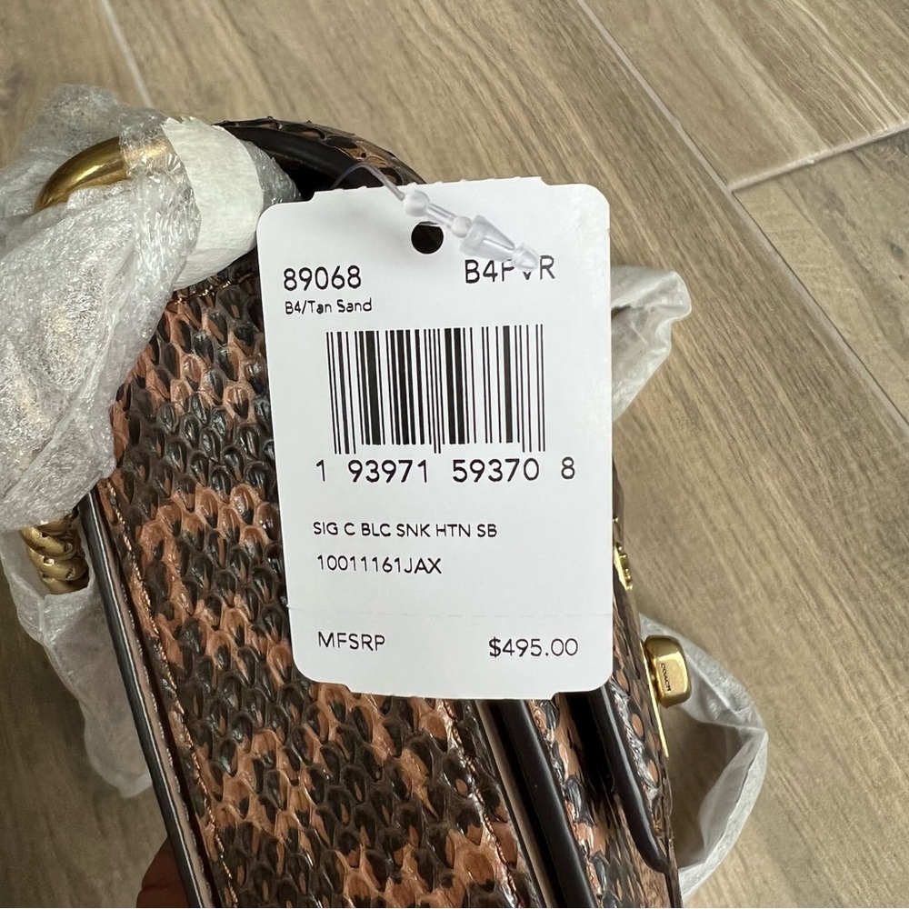 Coach Hutton Shoulder Bag In Blocked Signature Canvas With Snakeskin Detail - Picture 10 of 10